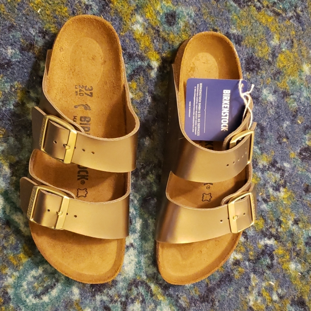 Birkenstock Arizona Metallic Taupe Sandals